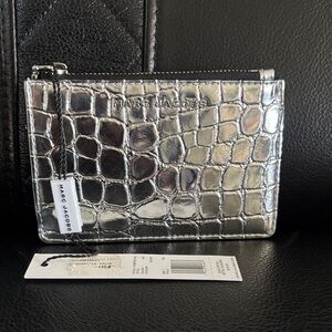 NWT Marc Jacobs Metallic Silver Croc Embossed Wallet/Cardholder